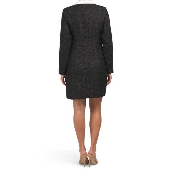 Alexia Admor Womens Black Diana Button Tweed Blazer Long Sleeve Dress Sz 8 New - Picture 3 of 11
